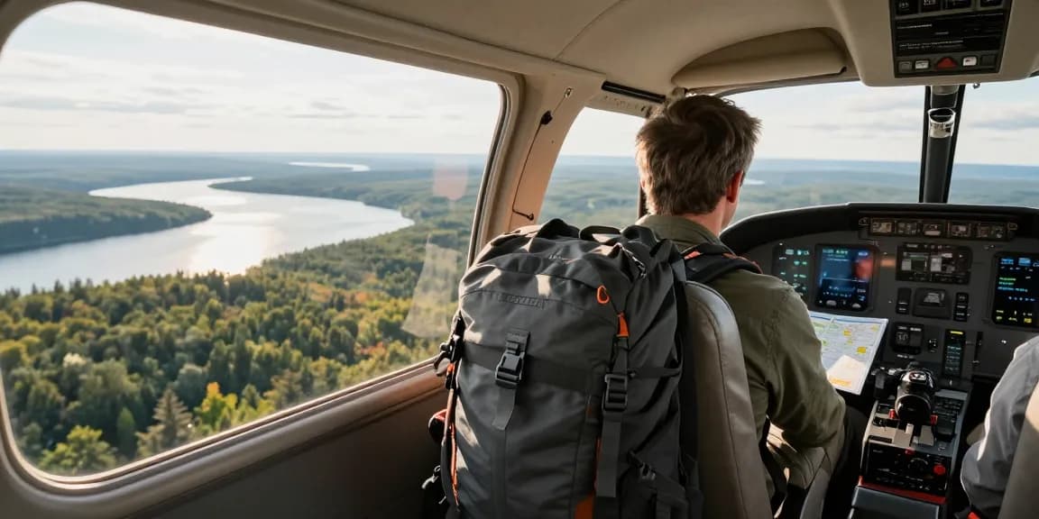 Northern Ontario travel experience featuring a scenic flight in a Piper PA-31 Navajo, showcasing breathtaking views and comfort.