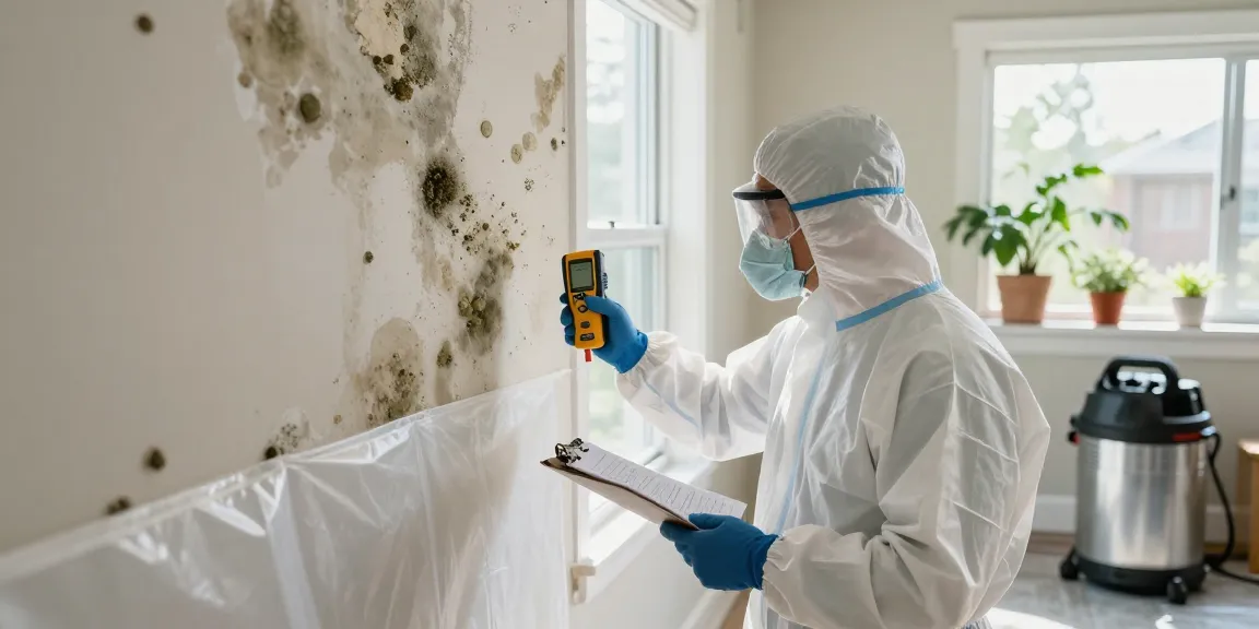 Mold Remediation North Vancouver expert examines damp wall, ensuring safe home restoration.
