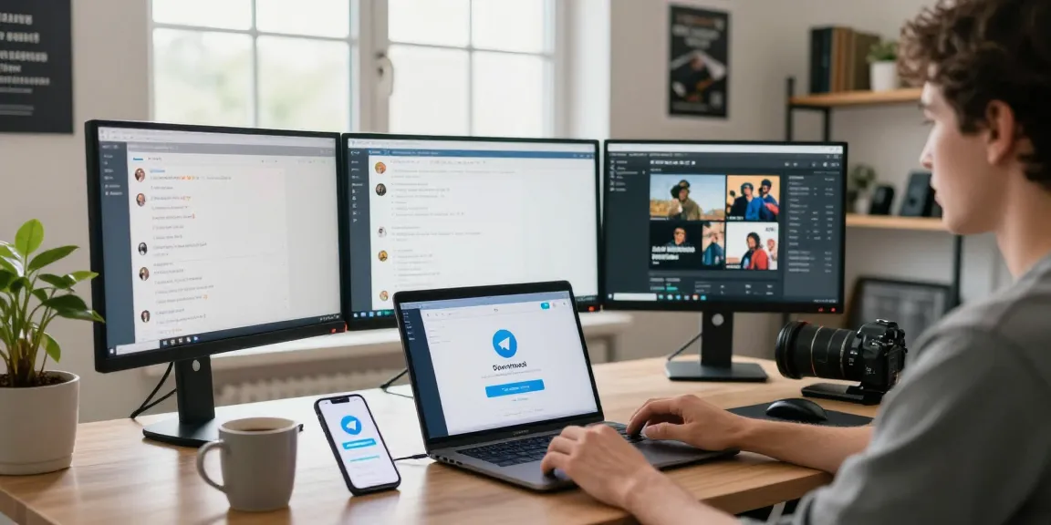 Experience seamless communication with the Telegram download on a modern workspace setup.