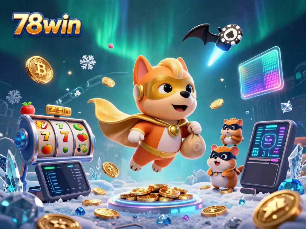 Experience thrilling slots and jackpots with 78win's vibrant 3D casino illustration.