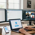 Experience seamless communication with the Telegram download on a modern workspace setup.