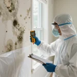 Mold Remediation North Vancouver expert examines damp wall, ensuring safe home restoration.